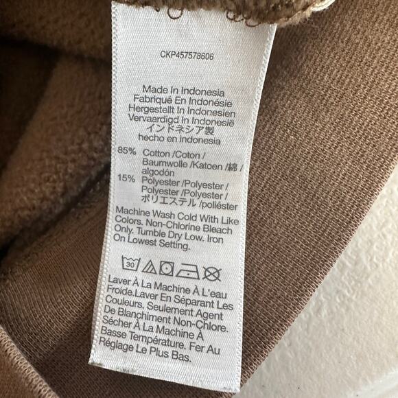 Madewell MWL Cropped Sweatshirt WMNS S Tan Foundational Fleece Pullover Boxy Fit - Picture 7 of 10